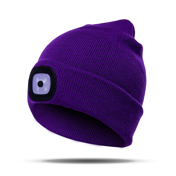 LED beanie hat warm with light