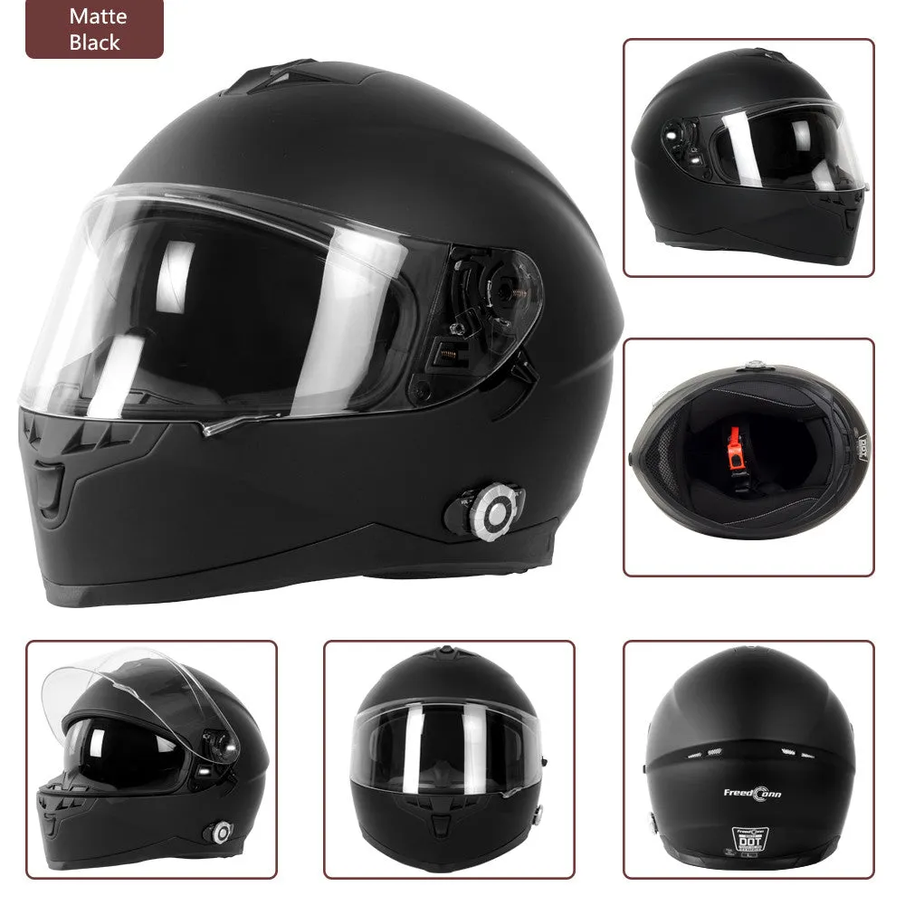 Martian Motorcycle Bluetooth Helmet Full Face Dual Visor with Bluetooth Headset 6 Riders intercom & 1000 Meter Communication: HM_BFULLFACE   Premium Leather Gloves