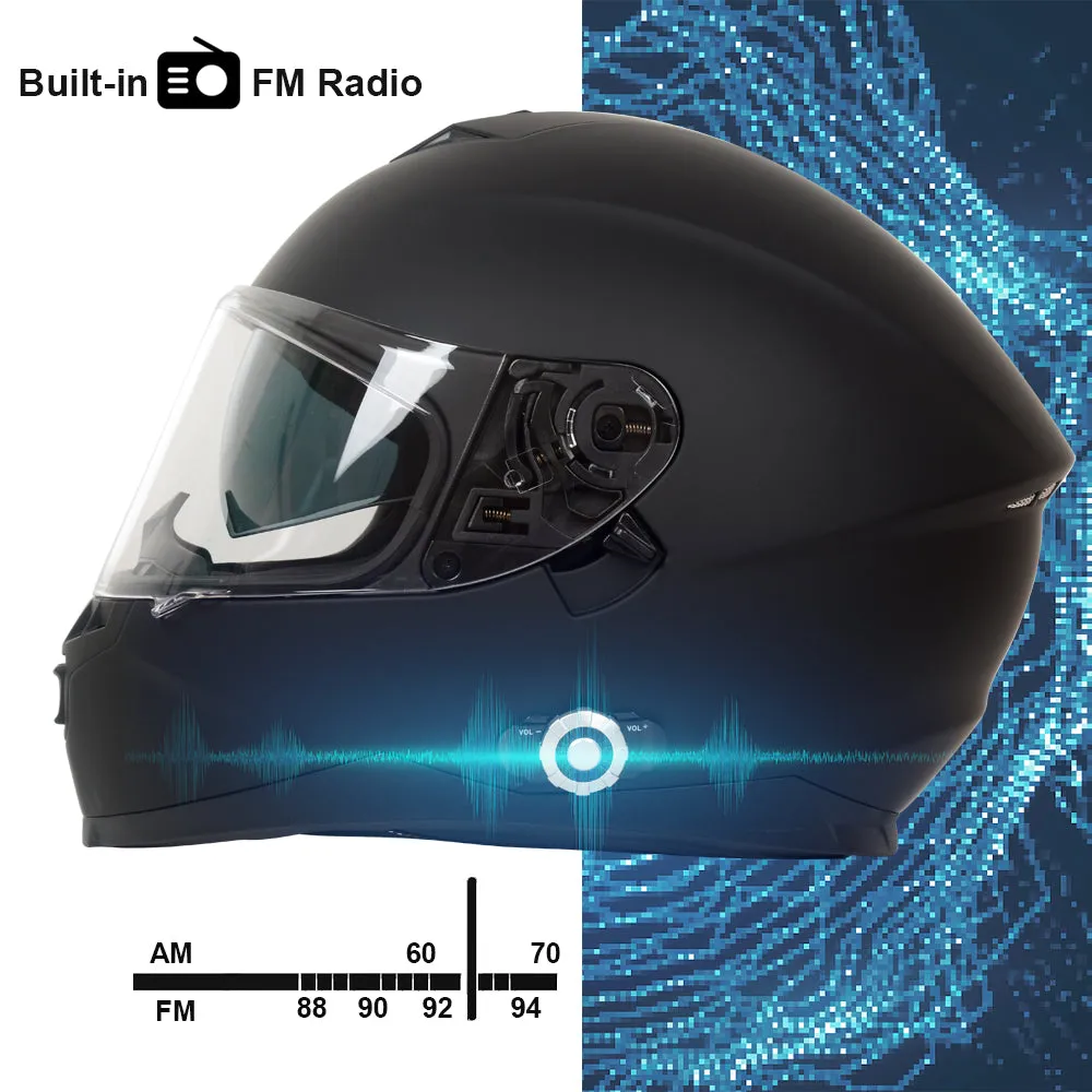 Martian Motorcycle Bluetooth Helmet Full Face Dual Visor with Bluetooth Headset 6 Riders intercom & 1000 Meter Communication: HM_BFULLFACE   Premium Leather Gloves