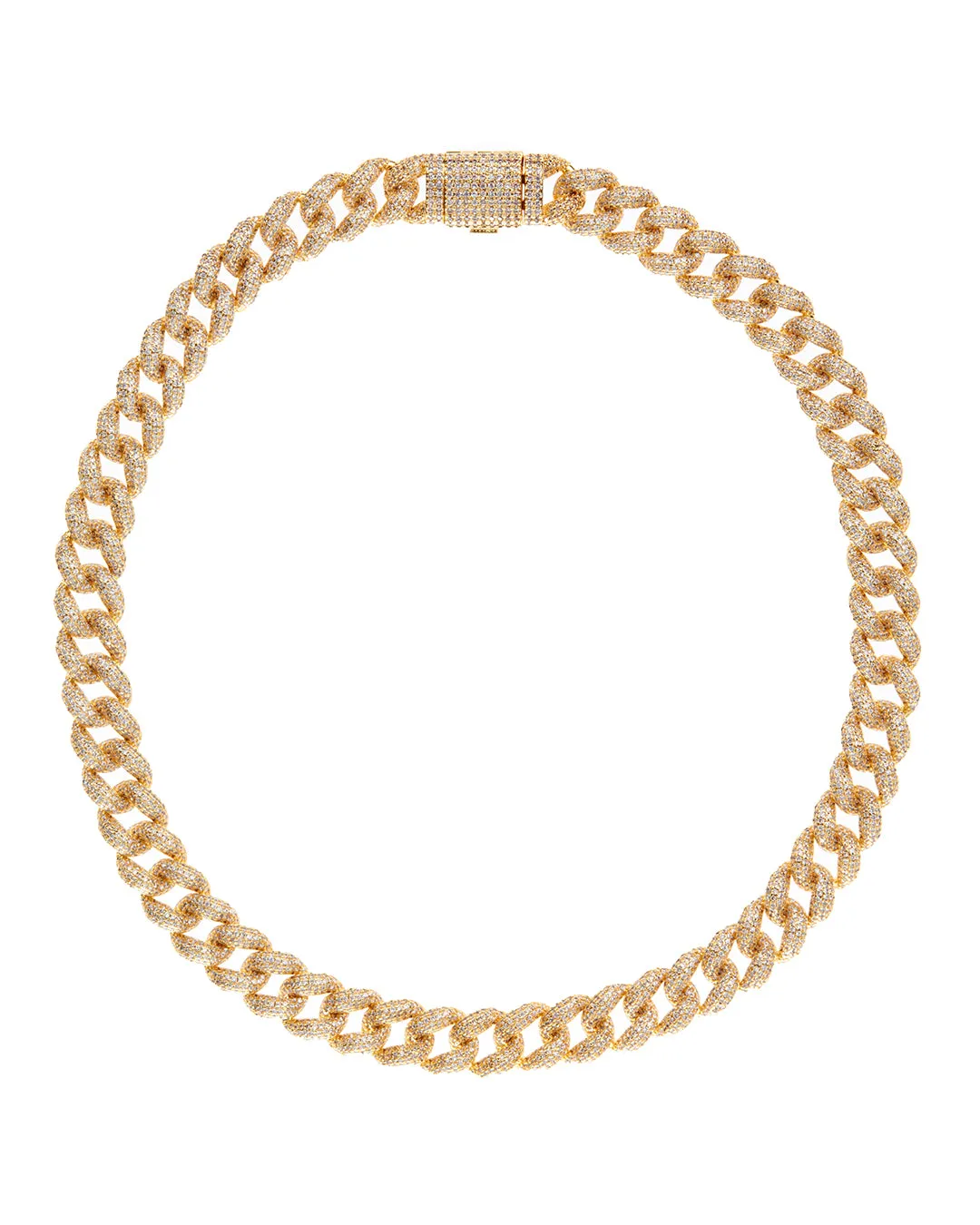 Pave Cuban Link Necklace- Gold