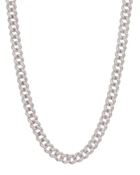 Pave Cuban Link Necklace- Silver