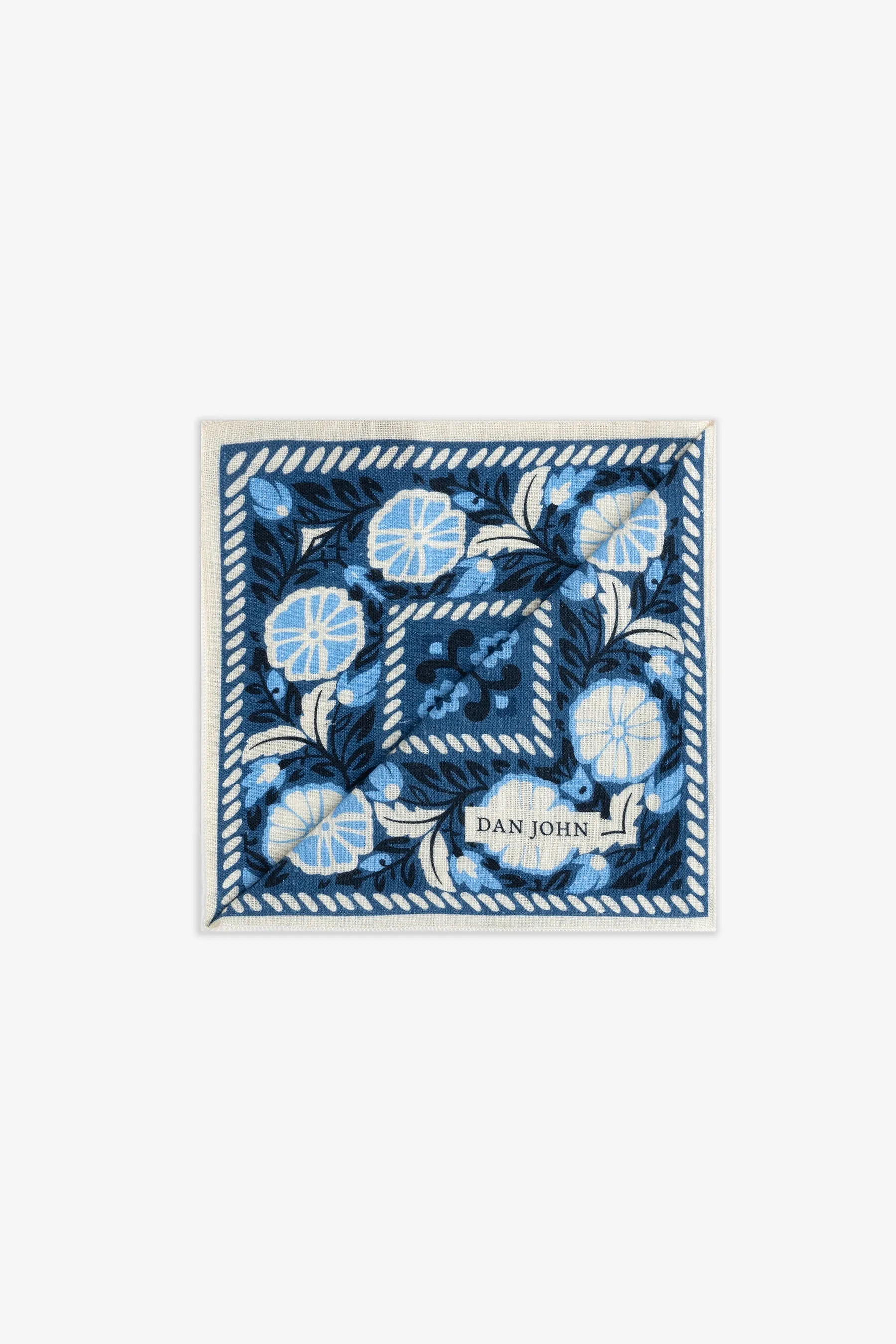 Pochette jacquard macro fiore all over blu