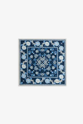 Pochette jacquard macro fiore all over blu