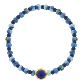 Rotary Collar with Turquoise & Lapis Cabochons on Beaded Bracelet