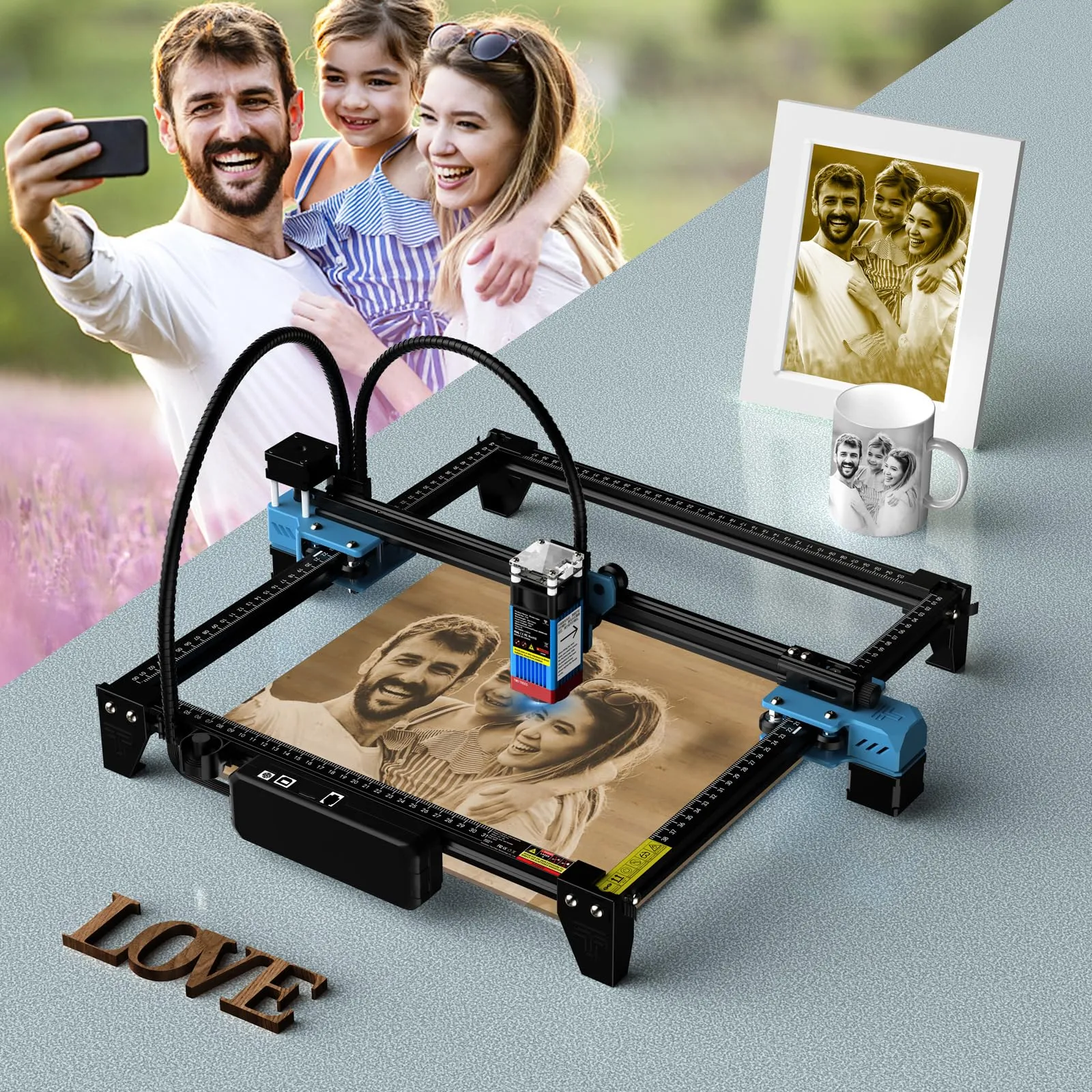 TTS-55 PRO 5.5W Laser Engraver Machine 40W Laser Cutter Laser Cutting Engraving Tool for Wood Metal Aluminum Glass Leather