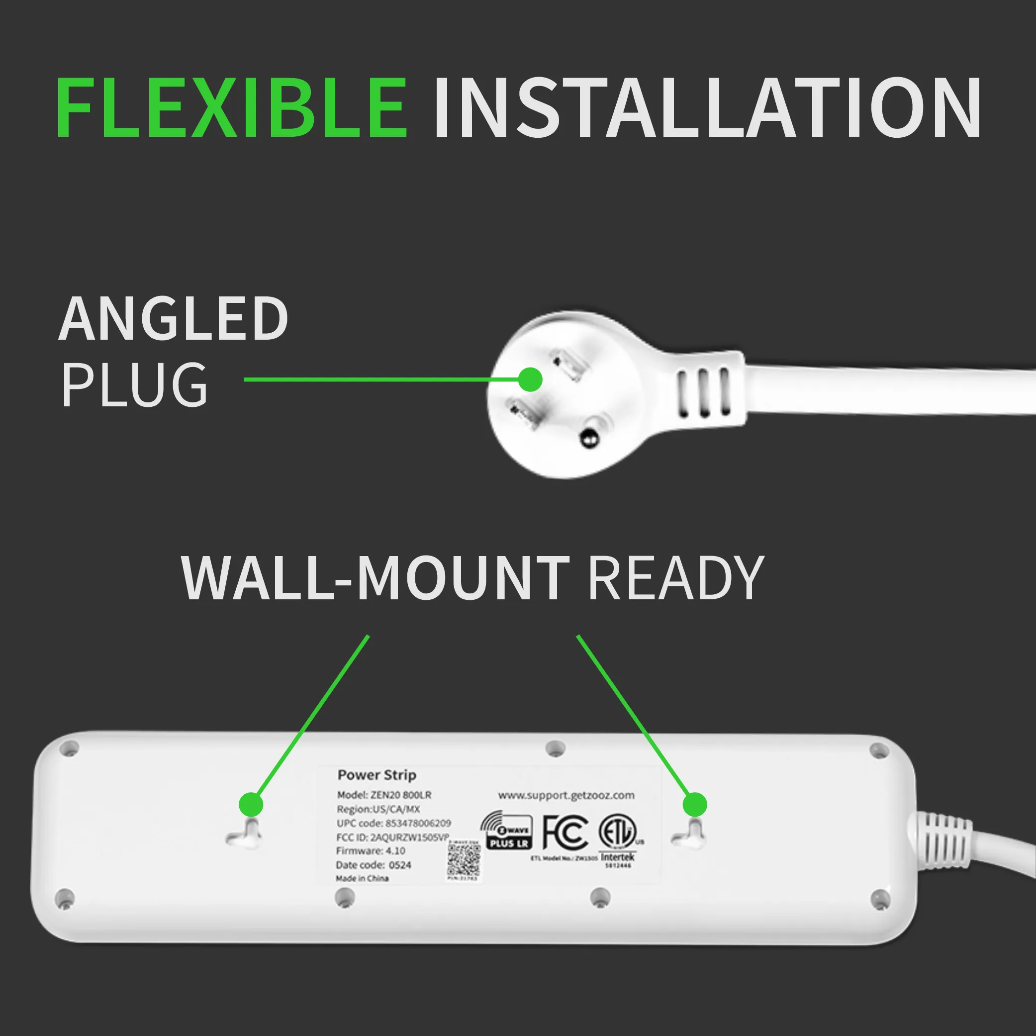 Zooz 800 Series Z-Wave Long Range Power Strip ZEN20 800LR